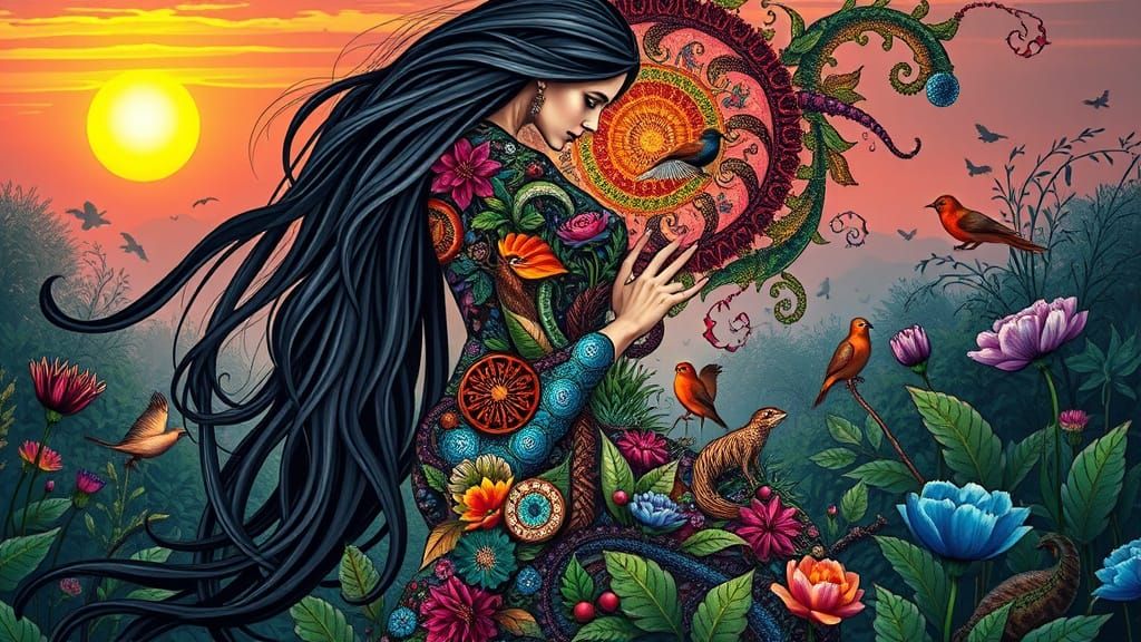 Ethereal Goddess Awakens Fantasy Realm with Mystical Creatur...