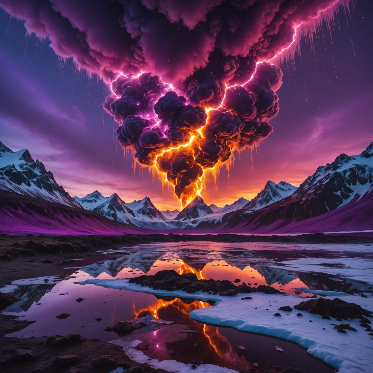 Psychedelic Sky Rains Molten Iron on Frozen Planet