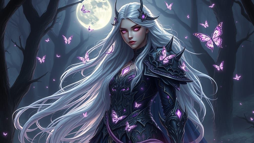 Fantasy Empress with Silver Hair in Anime Style