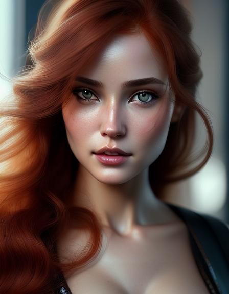 Voluptuous Android Portrait in Hyperrealism Style