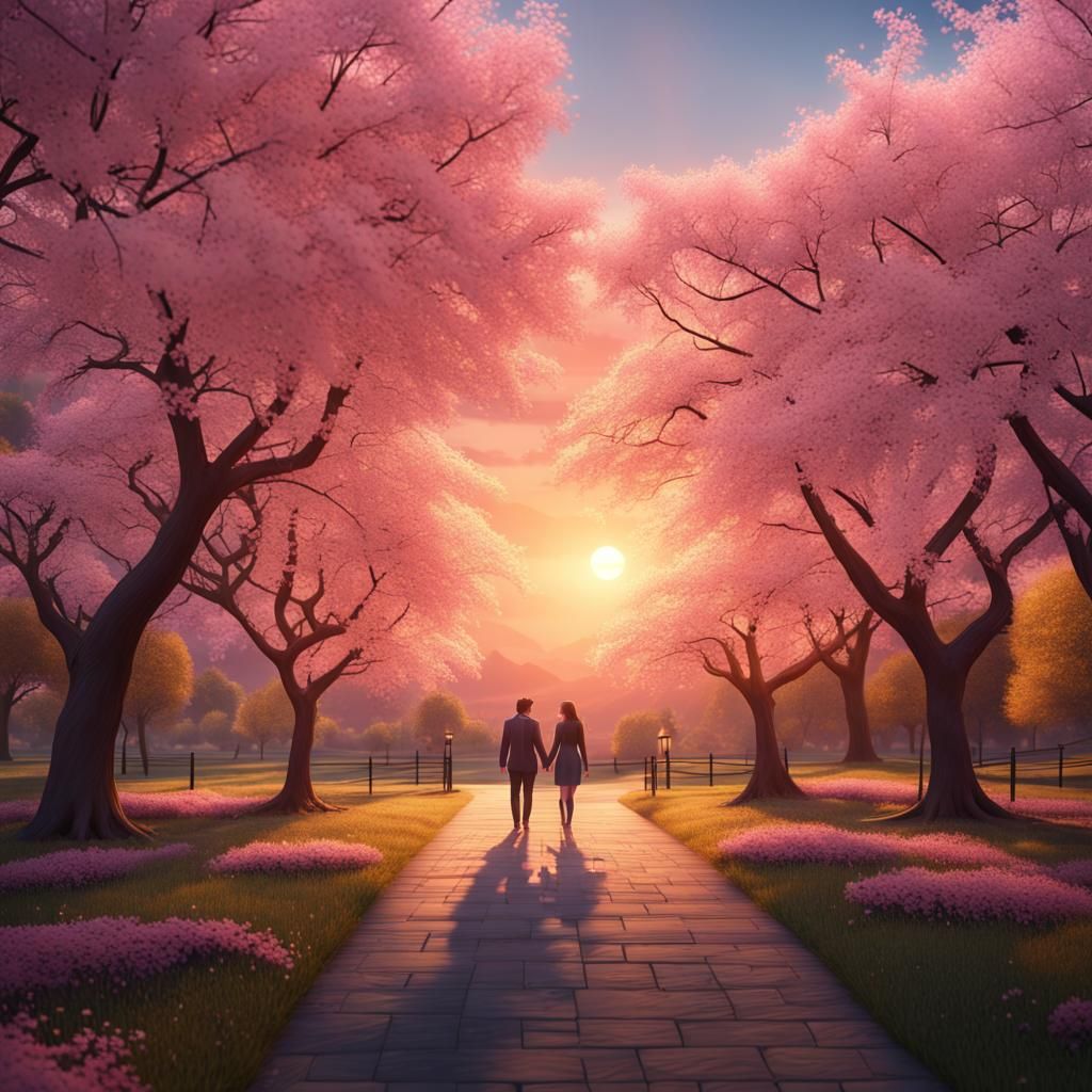 Romantic First Date in Cherry Blossom Park