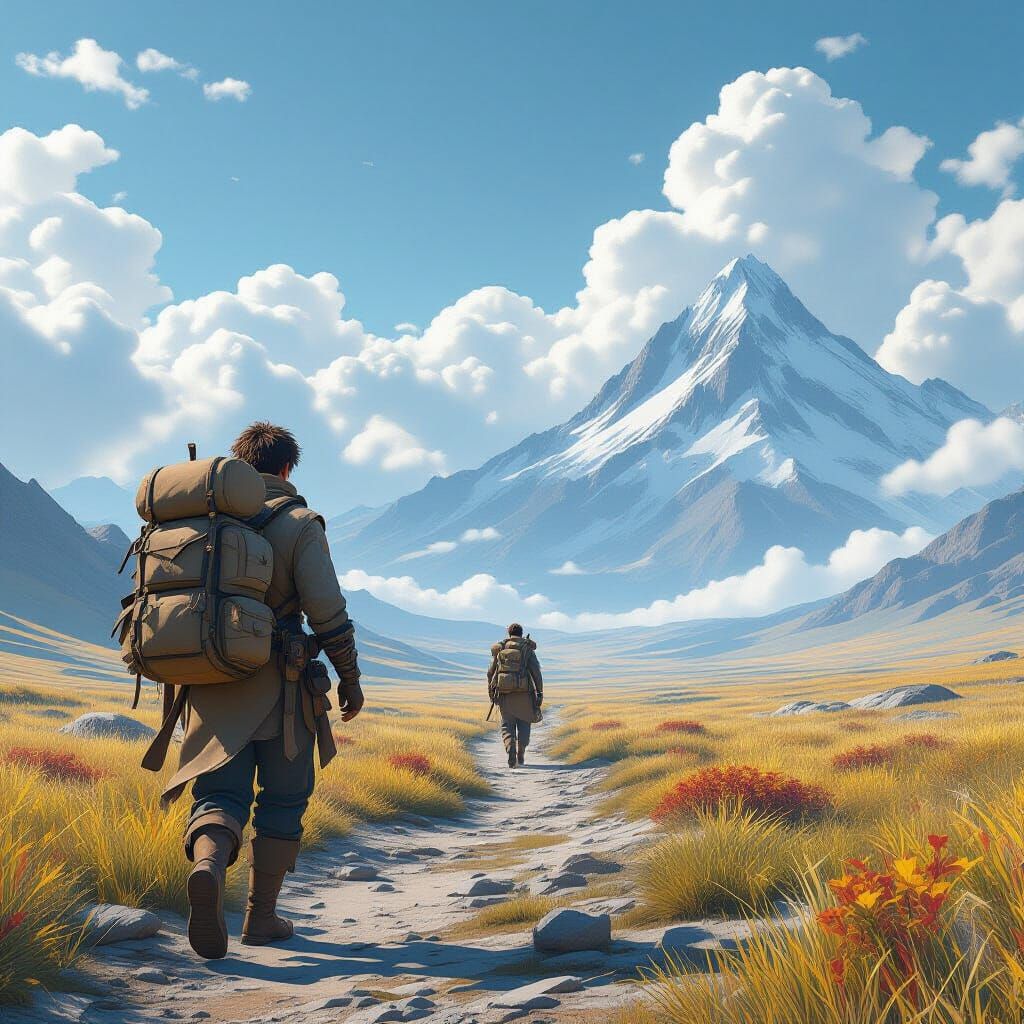 Traveler Carrying Load in Detailed 3D Anime Style