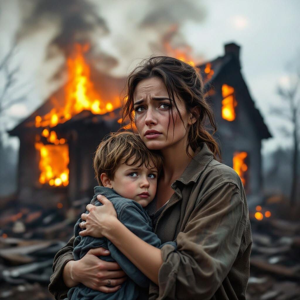 Mother's Grief: Burning House Scene