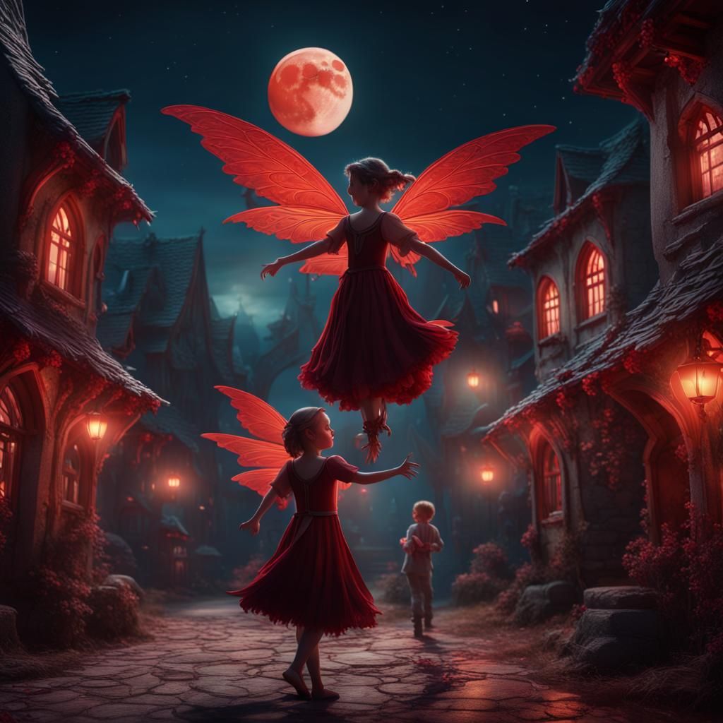 Dancing Fairies Under a Blood Moon