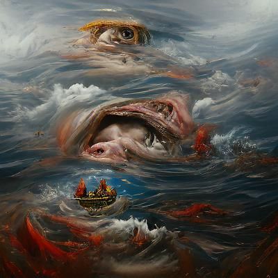 Demonic Maelstrom on Stormy Sea: Hyperrealistic Renaissance ...