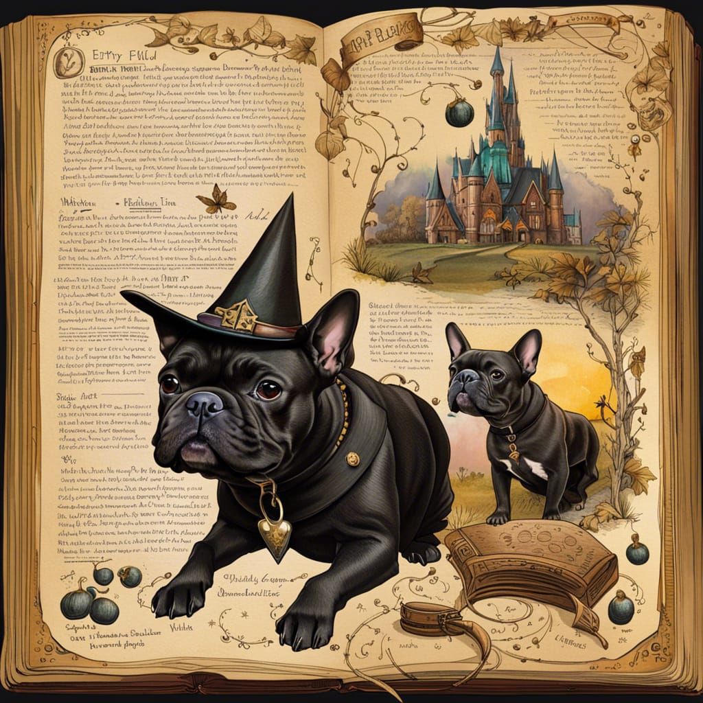 Magical Journal Page: French Bulldog Witch Familiar