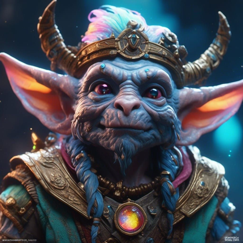 Pastel Rainbow Goblin Merchant Portrait