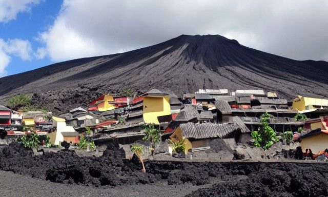 Picturesque Village Inside an Active Volcano