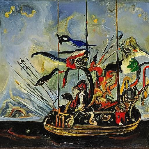 Crystal Ship with Mice: Expressionist Crystal Art