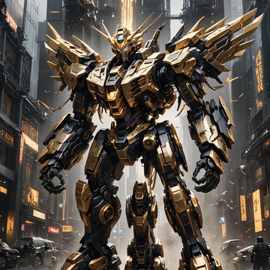 Majestic Mecha with Dazzling Light Patterns