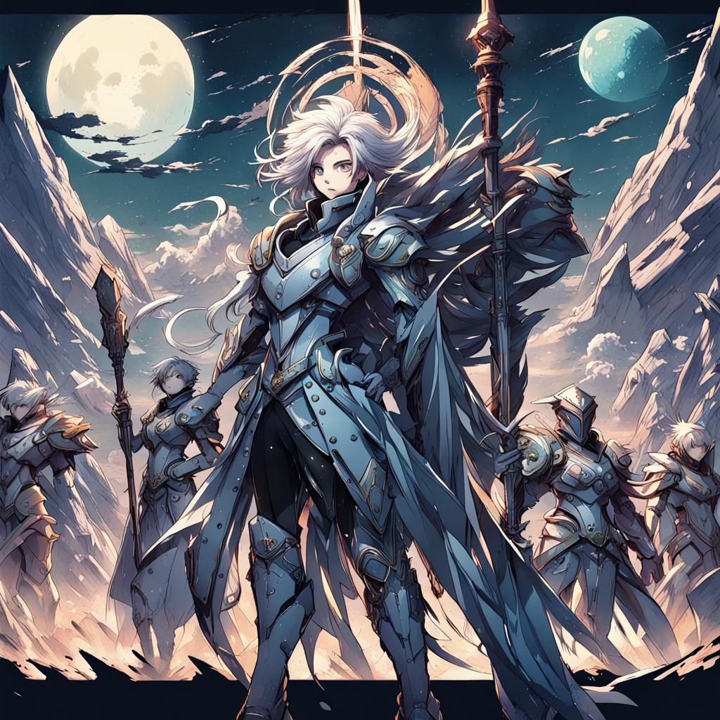 Sailor Moon and Guardians in Anime Style