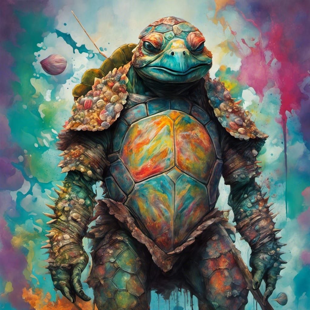 Tortle Warrior in Graffiti Art Style