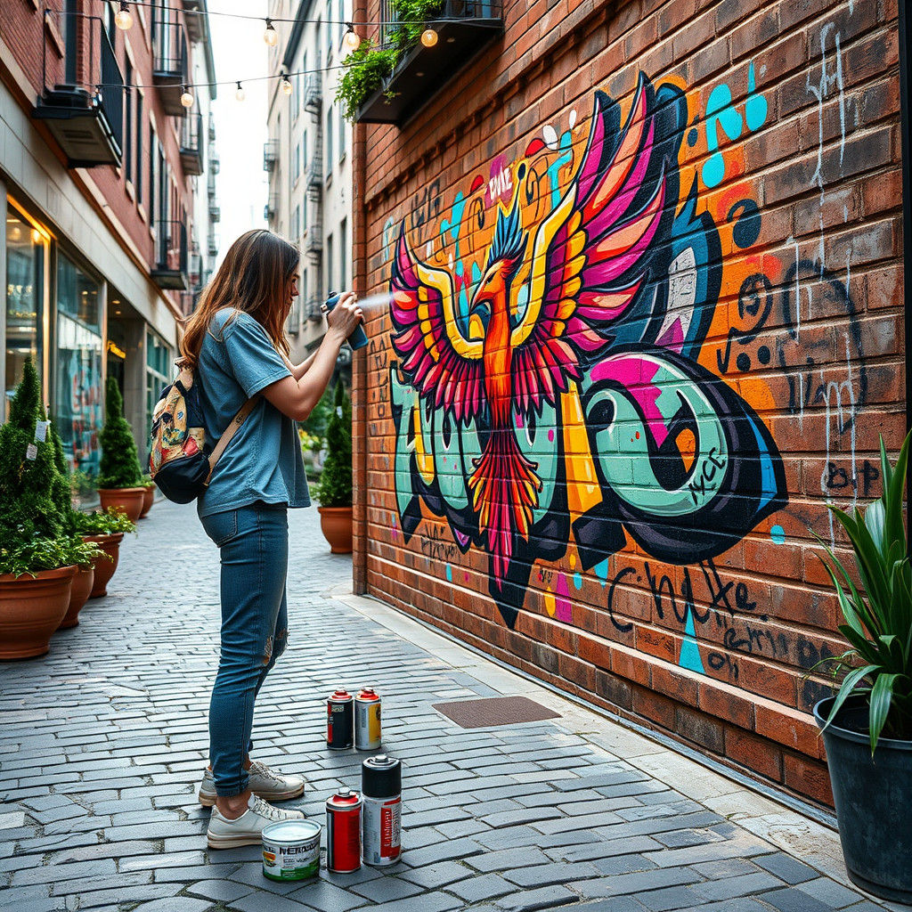 Woman Creates 3D Graffiti Art in Urban Scene