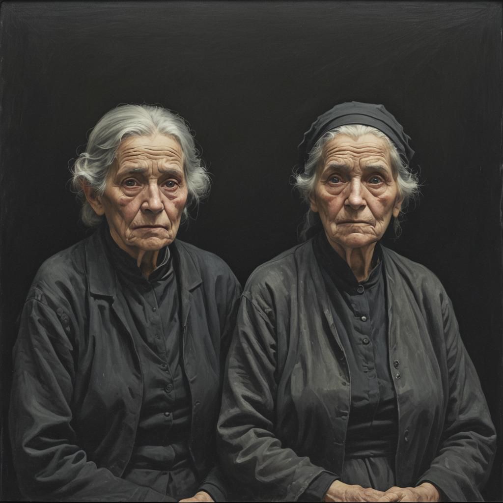 Elderly Couple in Black, Goya Style