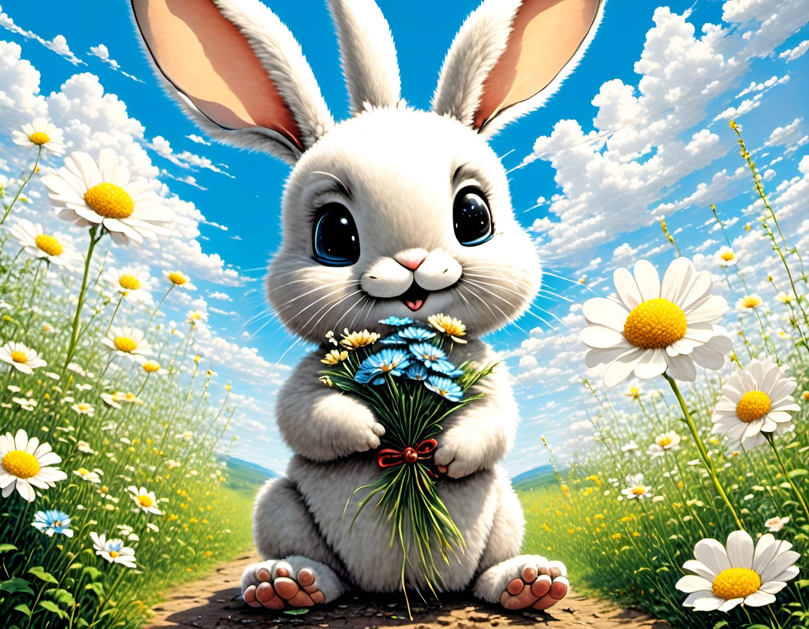 Cute Rabbits in Ghibli Manga Style