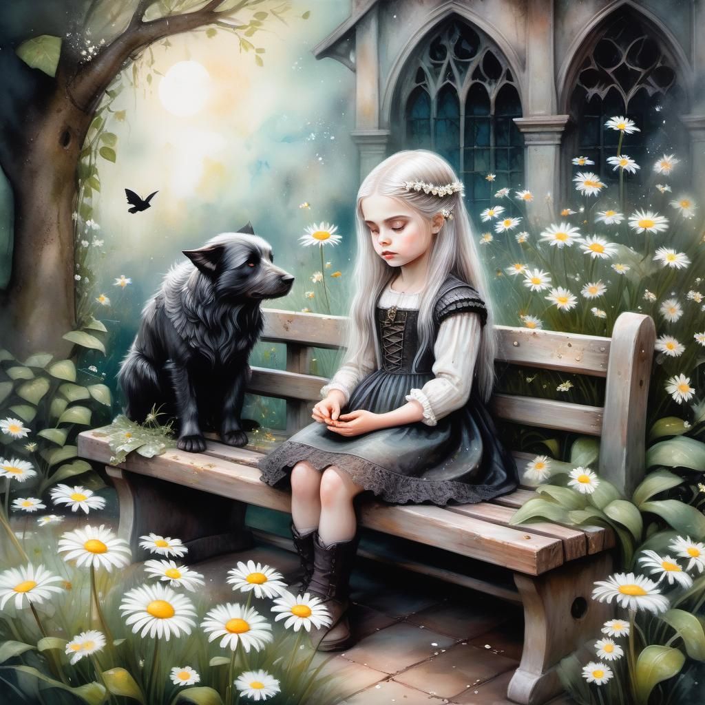 Enchanting Gothic Oil Painting with Hidden Witcher