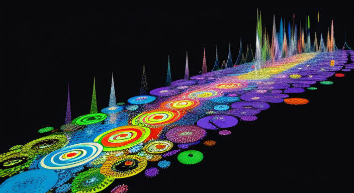 Kaleidoscopic Bridge in Superflat Style