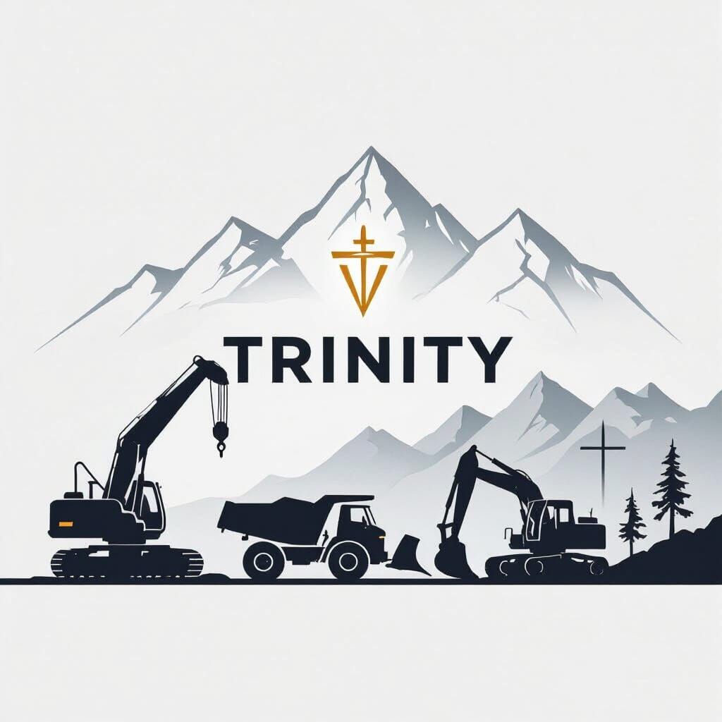 Minimalist Crane and Truck Logo with Idaho Mountains