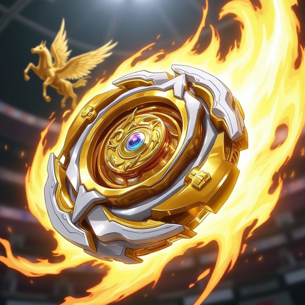 Cyberpunk Beyblade in Mid-Battle, Inspired by Tactical Geniu...