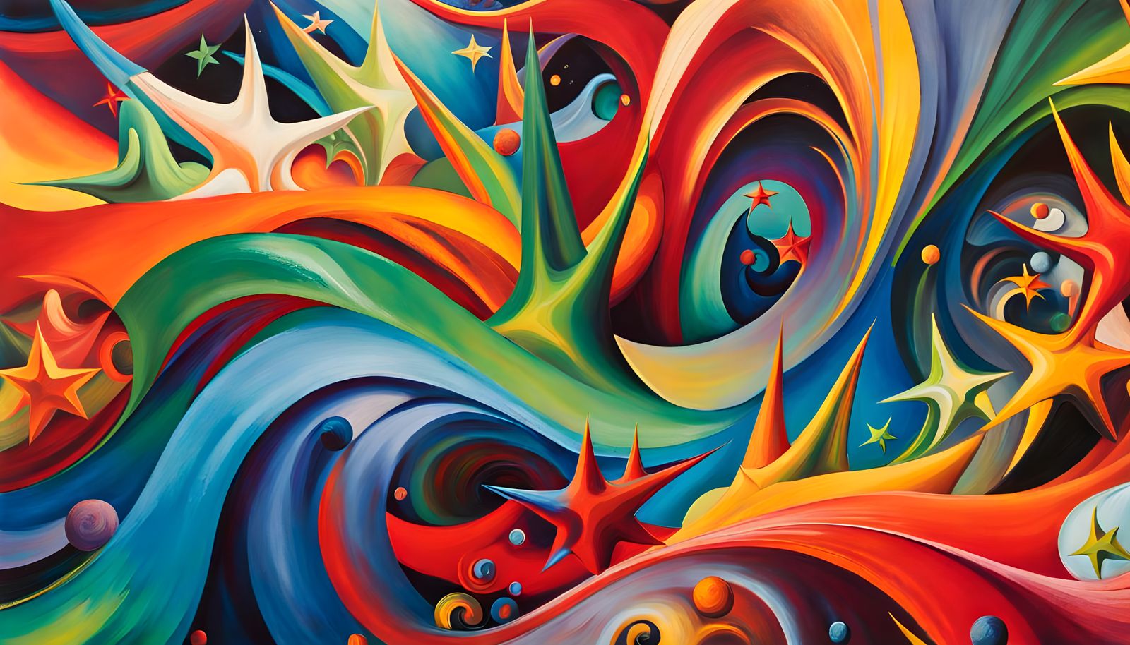 Iridescent Star Cluster in Abstract Expressionist Style