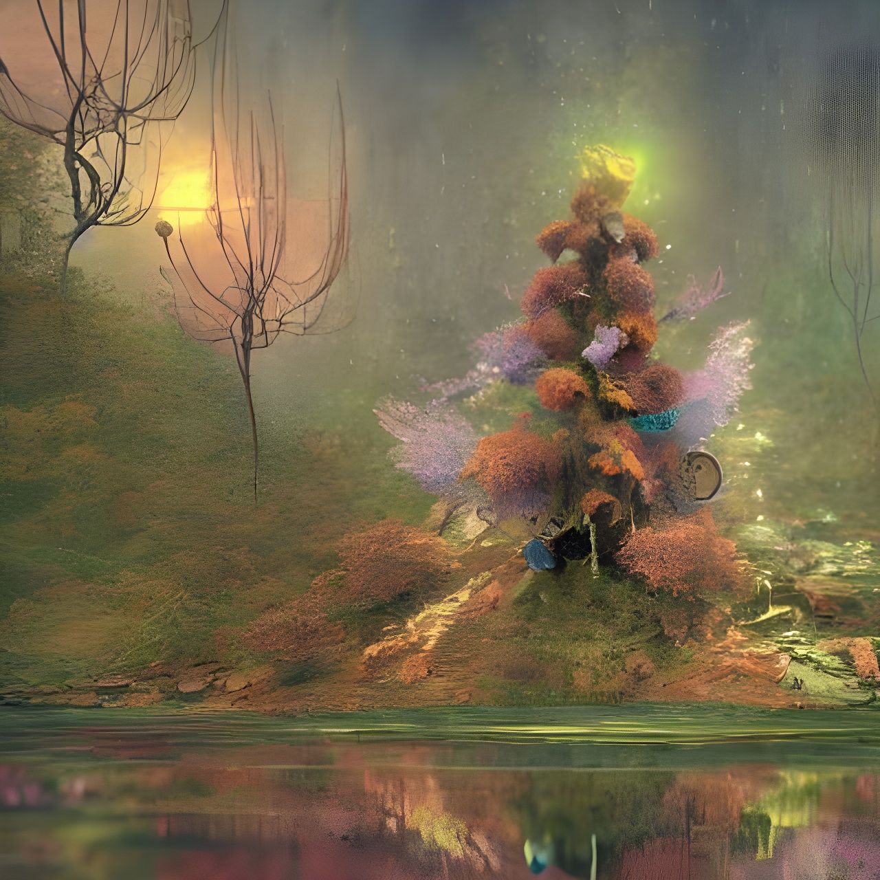 Magical Biopunk Landscape with Checkers and Golden Section