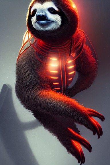 Sinister Maned Sloth with Glowing Eyes