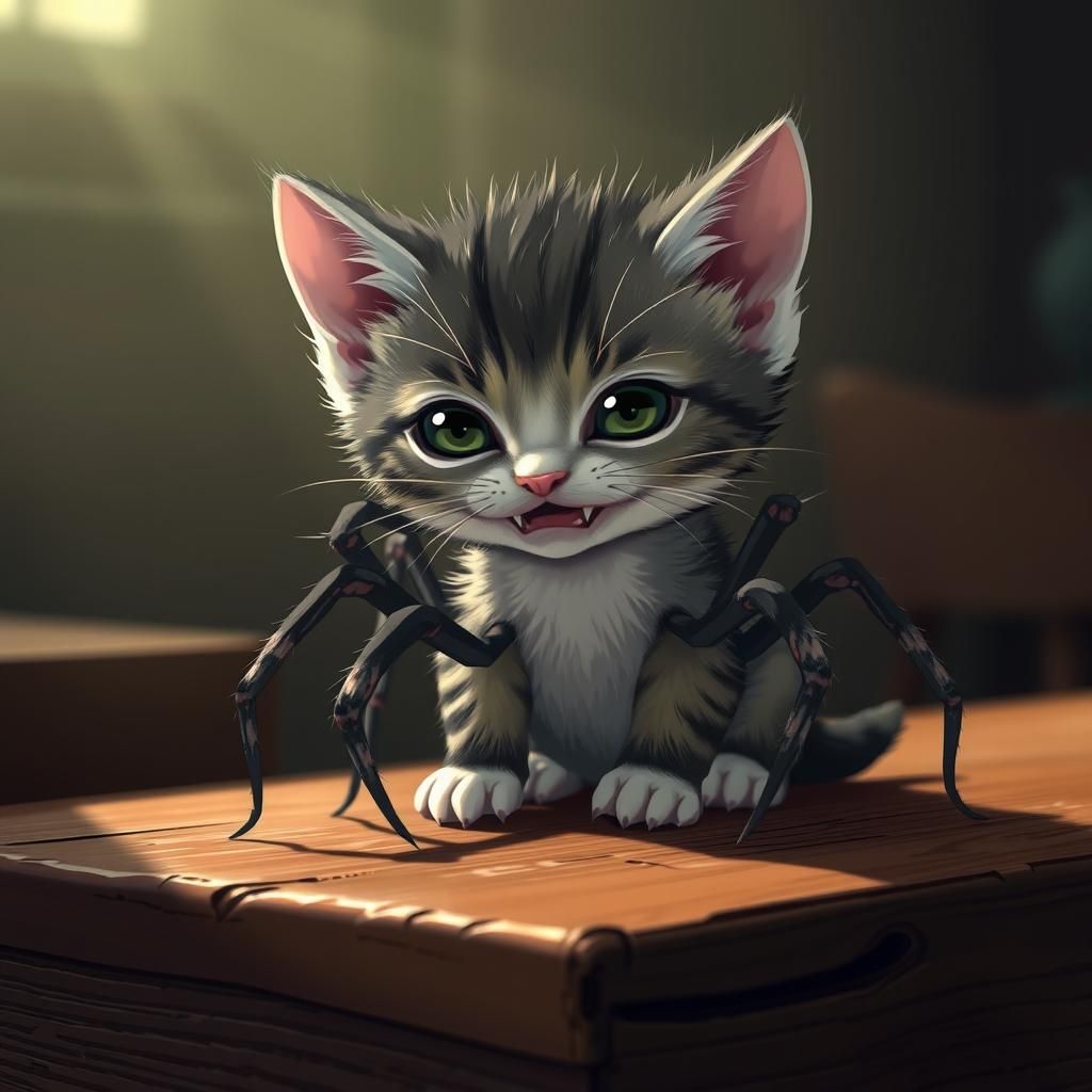 Spider-Legged Kitten in Studio Trigger Anime Style