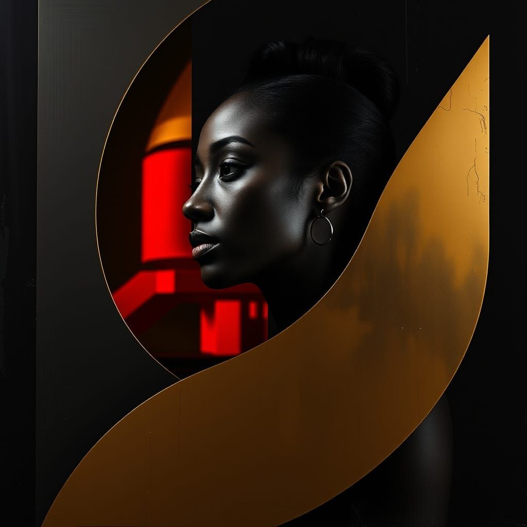 Distressed Woman in Geometric Abstraction