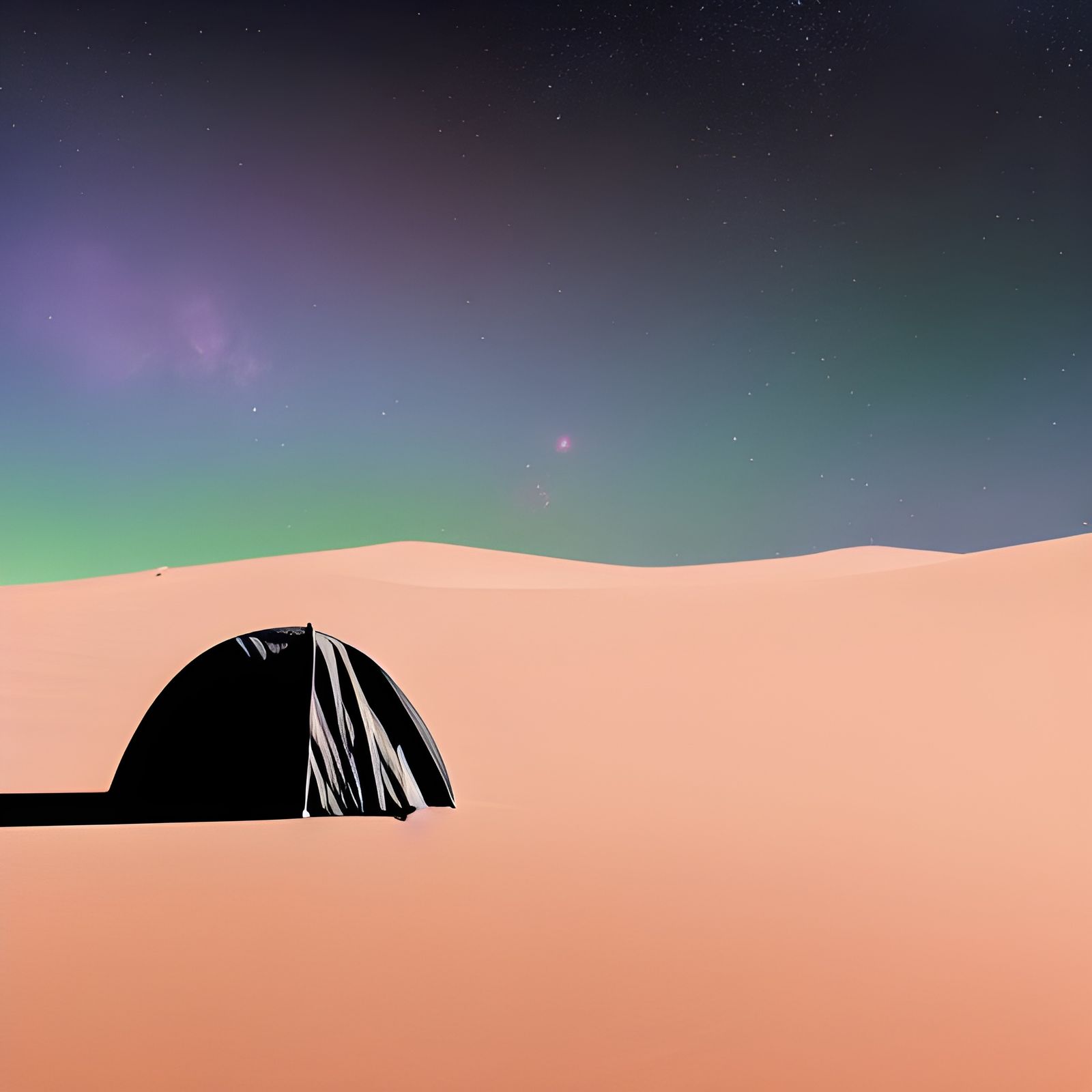 Desert Nomad Camp Under Starry Nebula