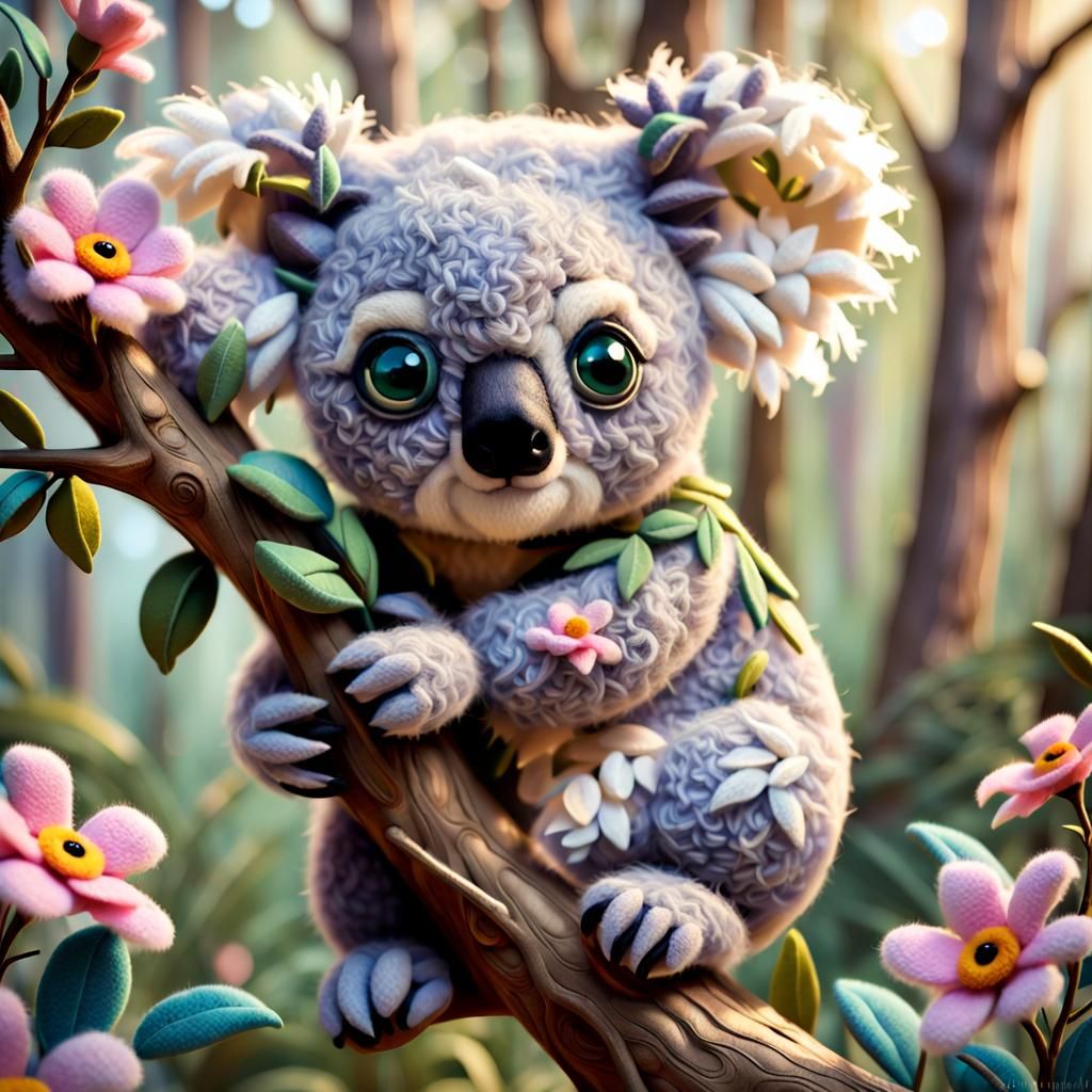 Adorable Needle-Felted Koala in Disney Pixar Style
