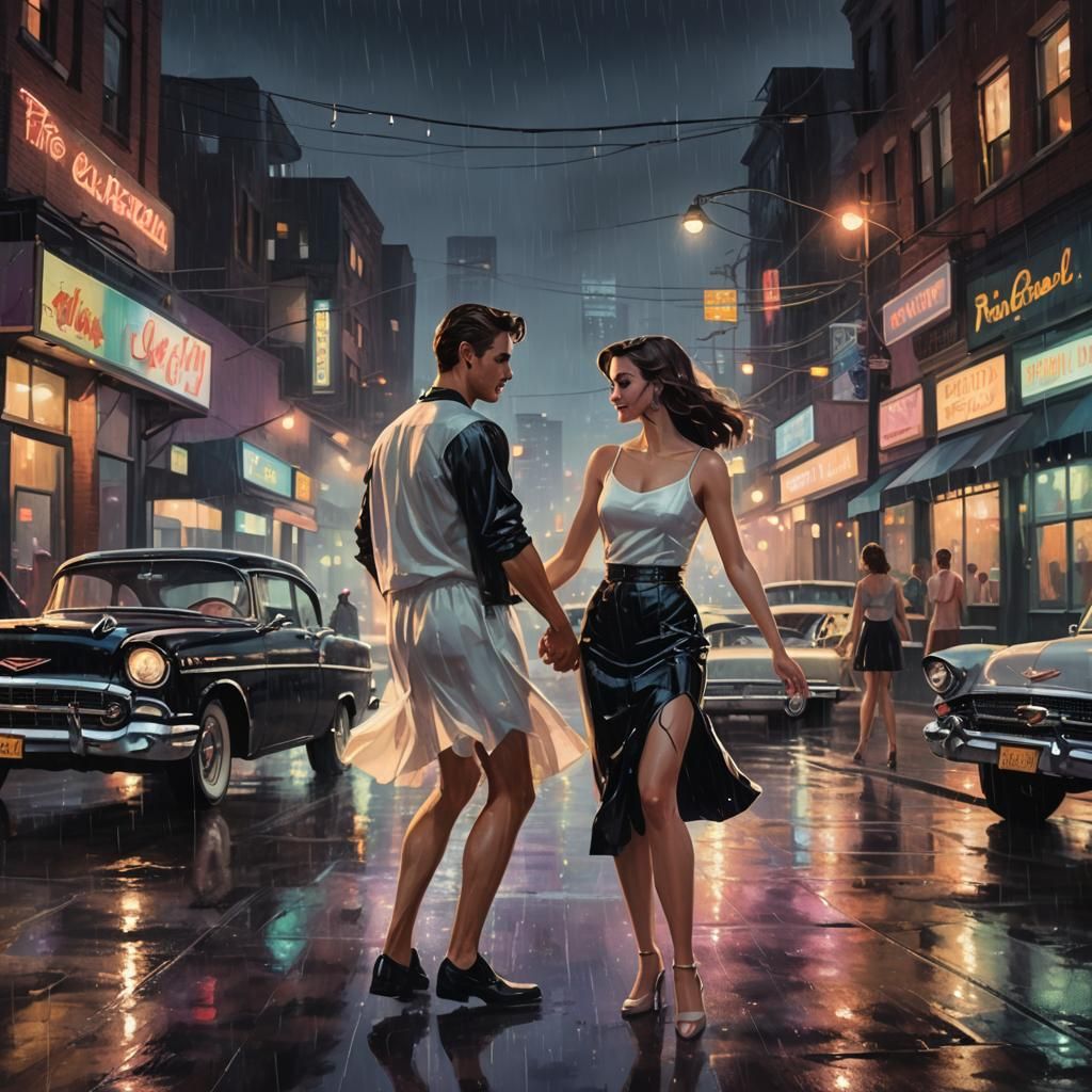 Magical Summer Night Dance Amidst Vintage Cars