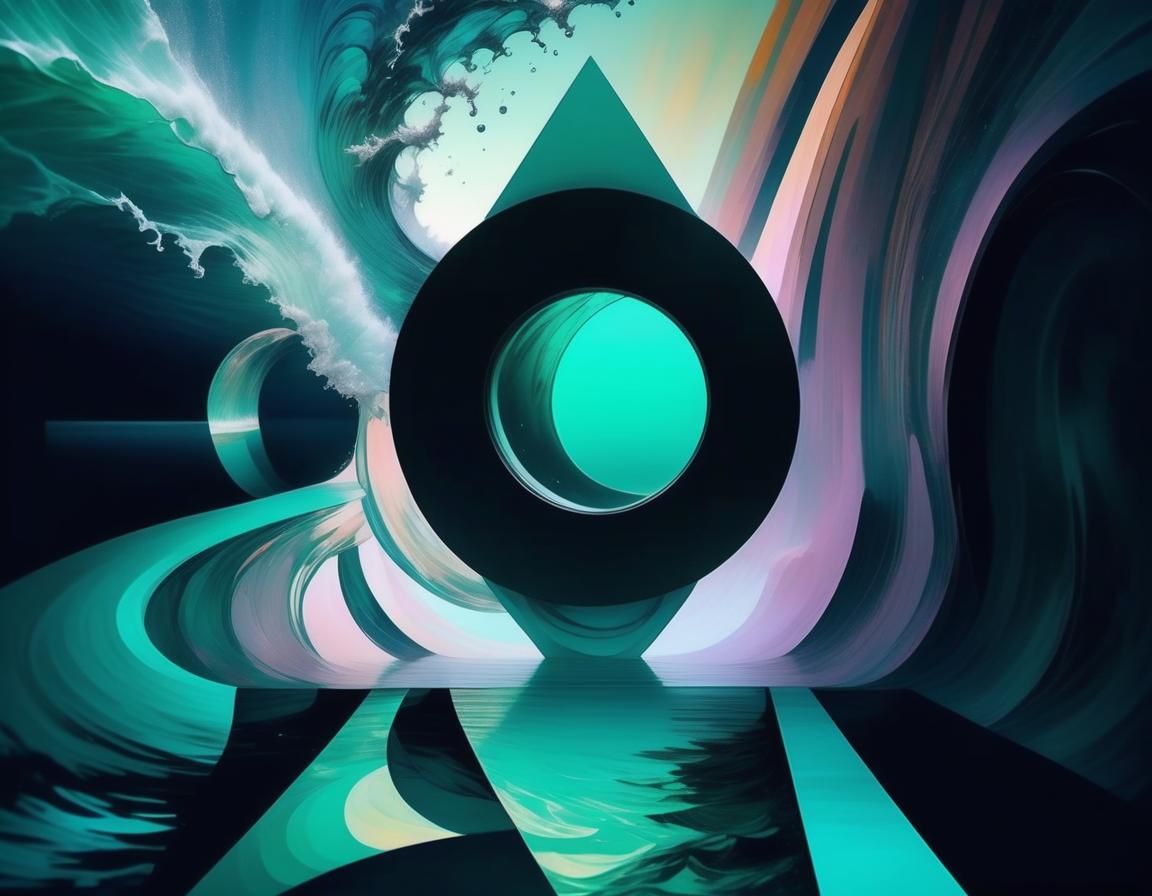 Mystical Seascape with Geometric Nebula Punk Elements