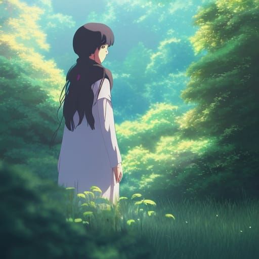 Anime Girl in Ghibli Style, Natural Lighting