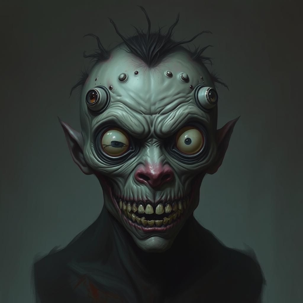 Sinister Monster Portrait with Asymmetrical Face