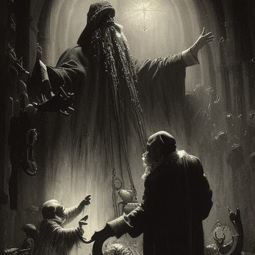 Menacing Santa Claus in Horror Art Style