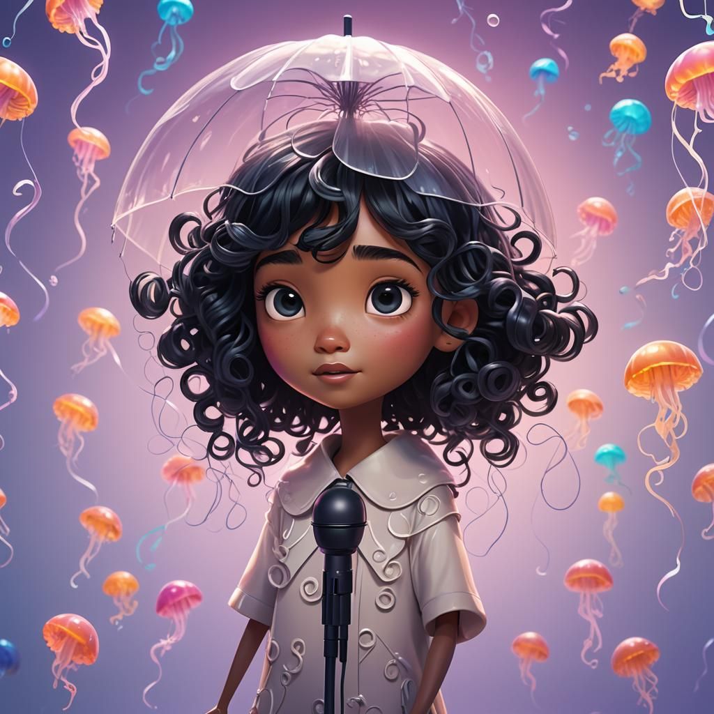 Pastel Princess Sings with Jellyfish Umbrella