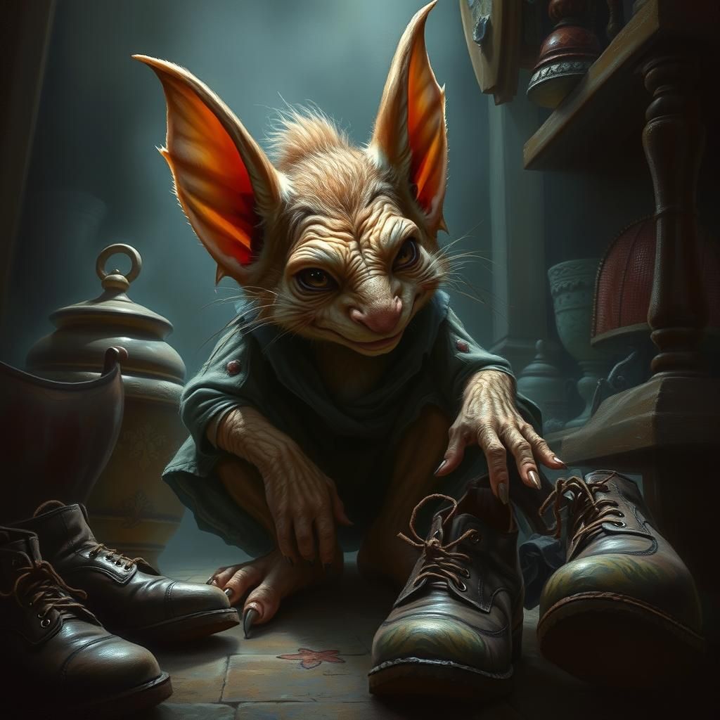 Close-Up Portrait of a Household Hobgoblin in Fantasy Art