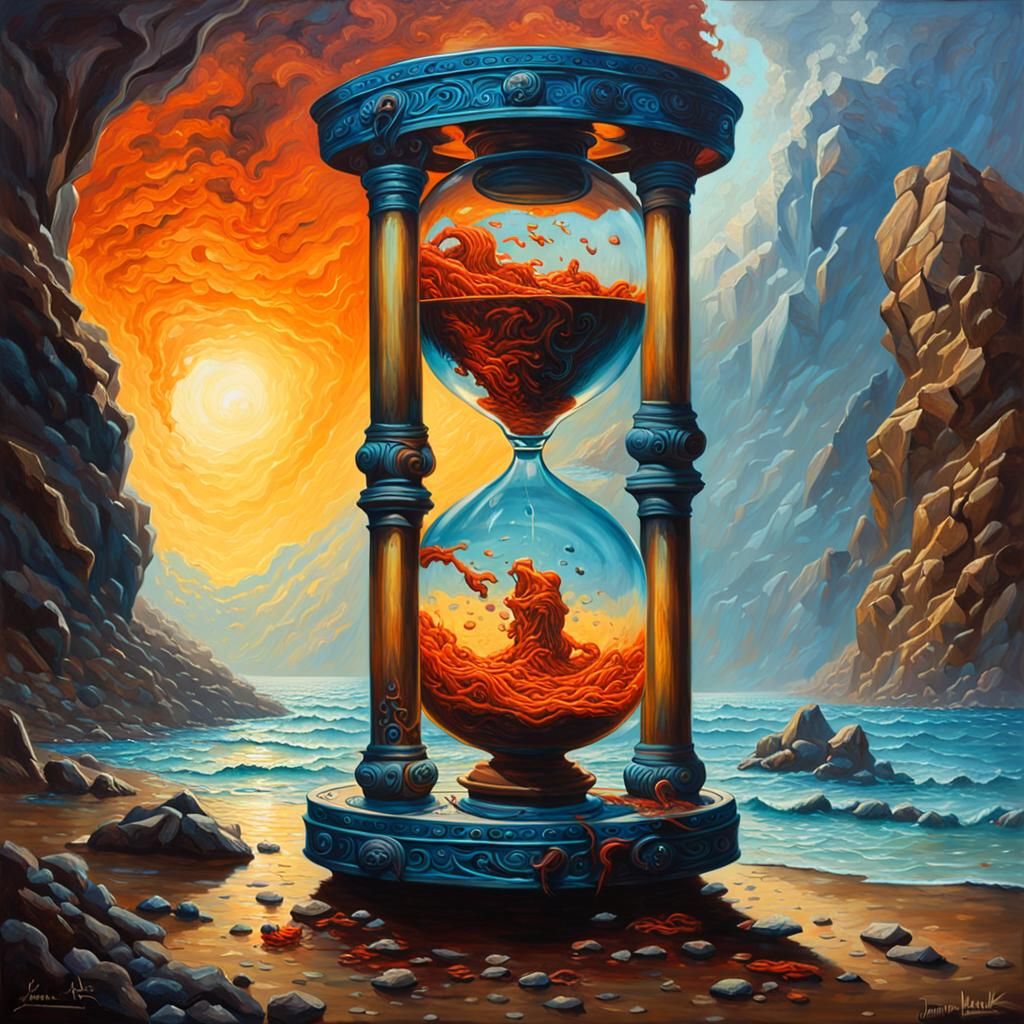 Death's Hourglass: A Hyperrealistic Oil Painting