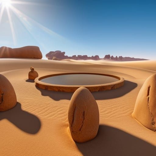 Hieroglyphic Stone Circle at Desert Sunrise