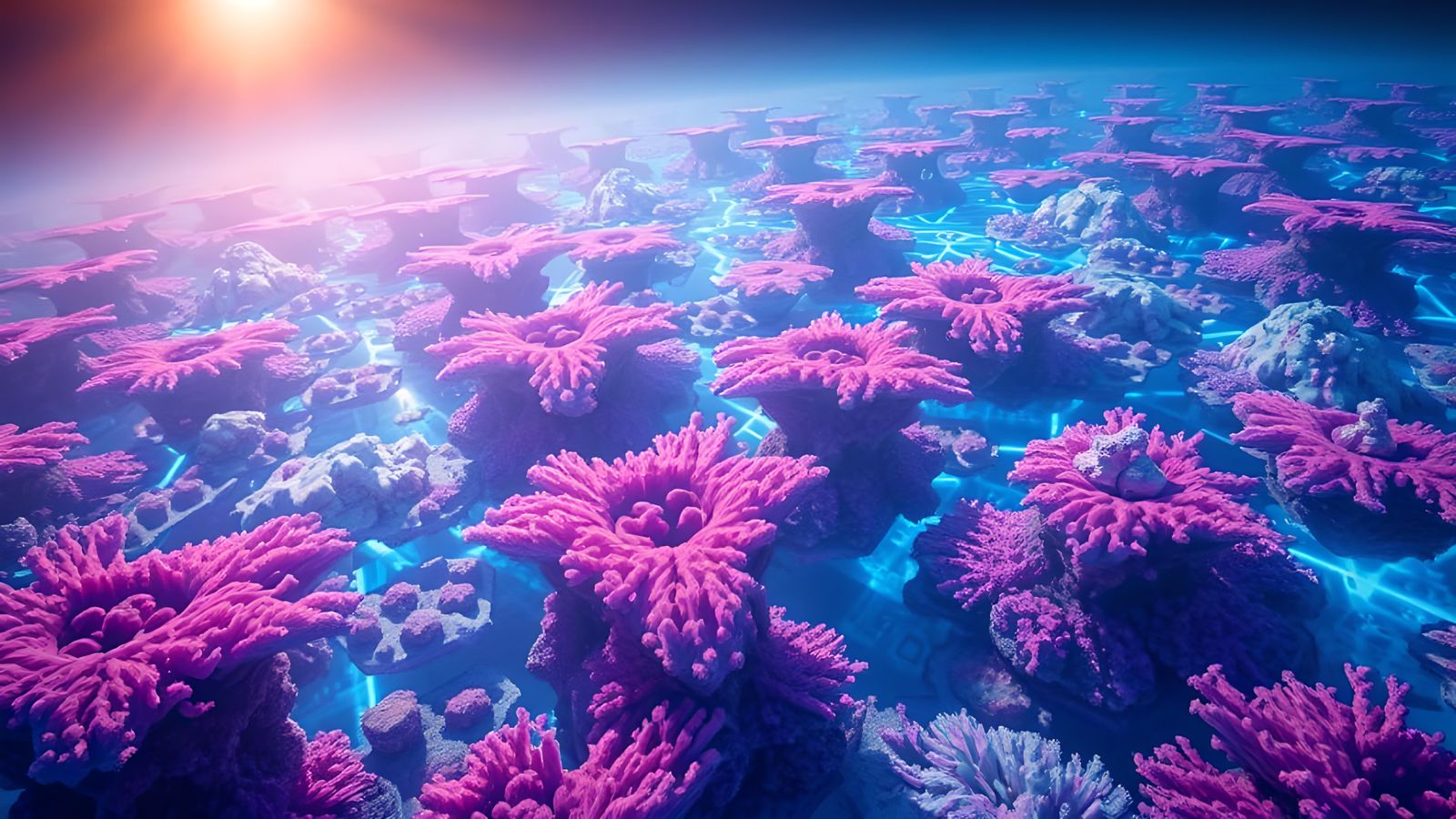 Fluorescent Coral Reef on Alien Planet