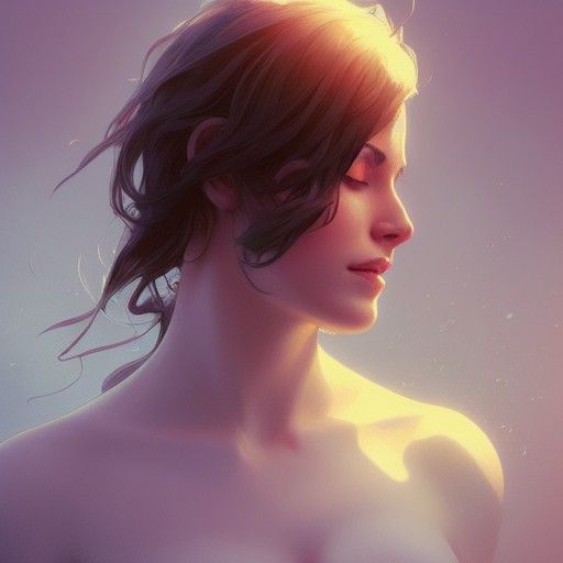 Detailed Portrait of a Lesbian in Art Nouveau Style