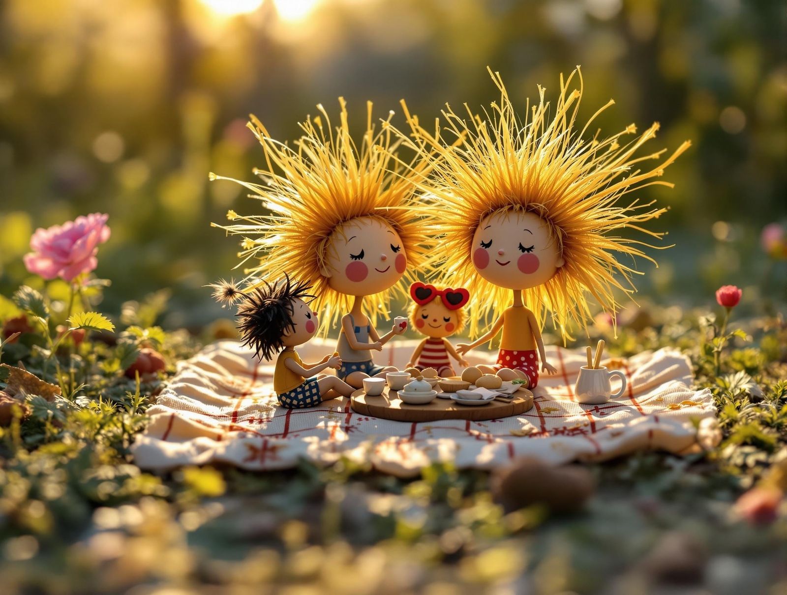 Spirioffom Pom-Pirttry Arty-Faces Family Picnic