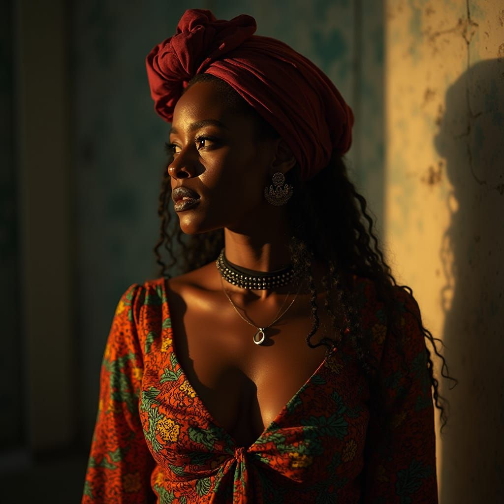 Nigerian Fashion Designer Lady in Vibrant Ankara, Exuding Co...