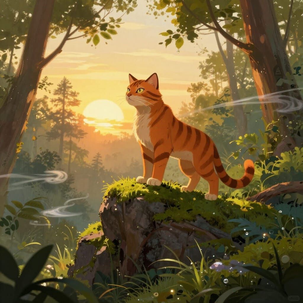 Ginger Tabby Leader Surveys Territory at Dawn