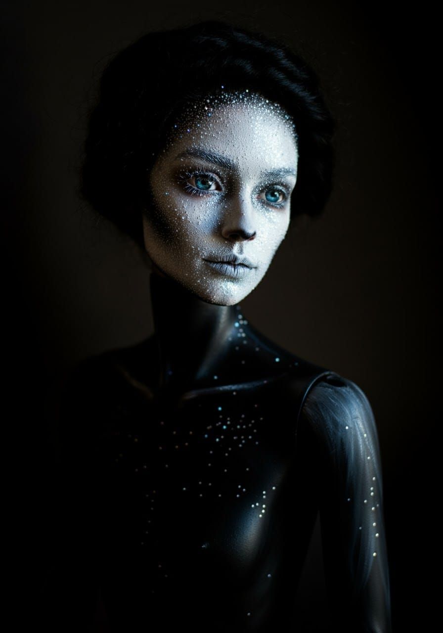 Ethereal Silk Dollequin Figure in Window Frame