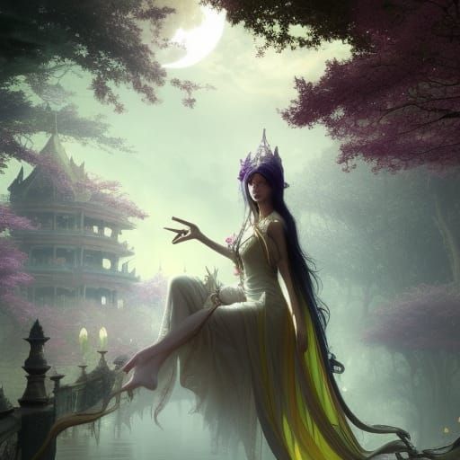 Moon Elf Queens' Palace: Dark Fantasy Concept Art