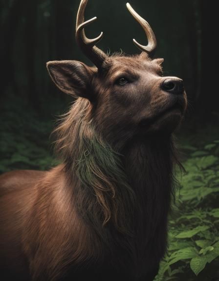 Detailed Forest Sprite with Stag Antlers