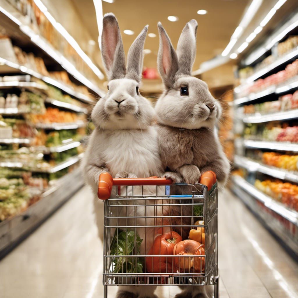 Rabbits Enjoying Shopping at the Mall