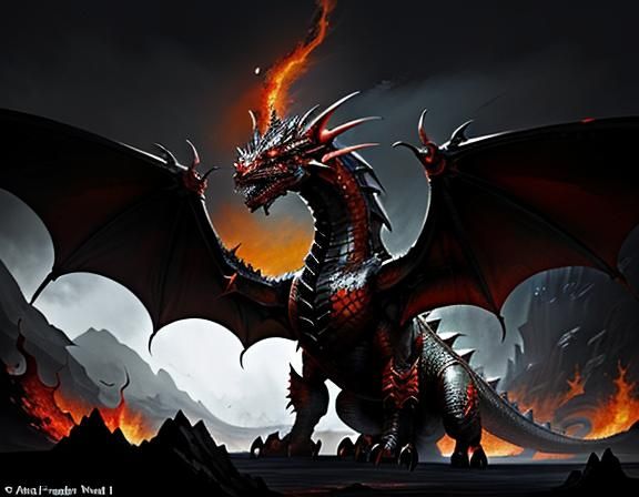 Fiery Dragon in Dynamic Fantasy Art Style