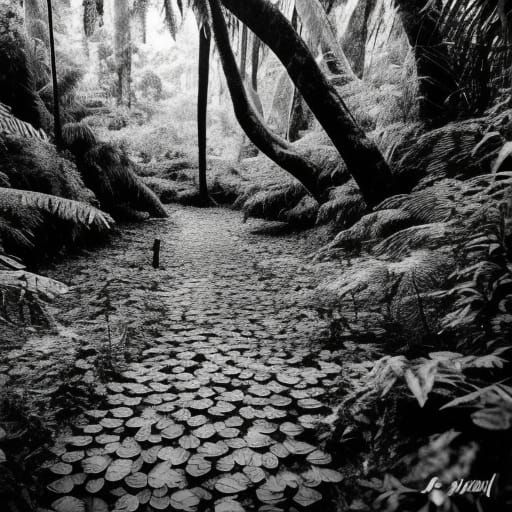 Lush Rainforest in Black and White Photography